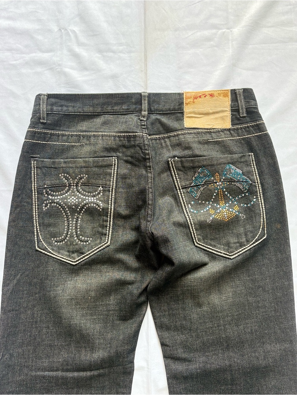 Y2K 2000s Ed Hardy Style Embroidered Baggy Jeans | $50